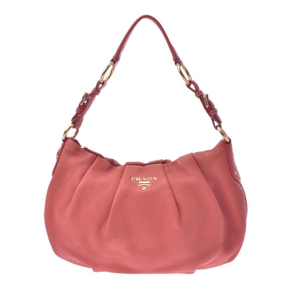Prada shoulder bag vermilion calfskin leather